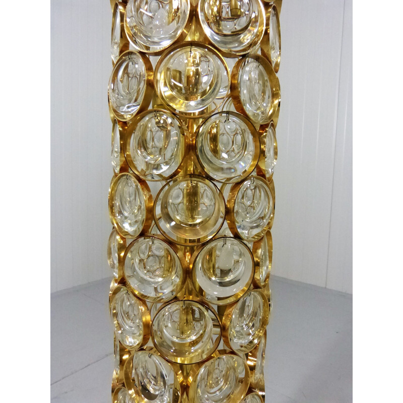 Big golden floor lamp in copper and crystal - 1960s