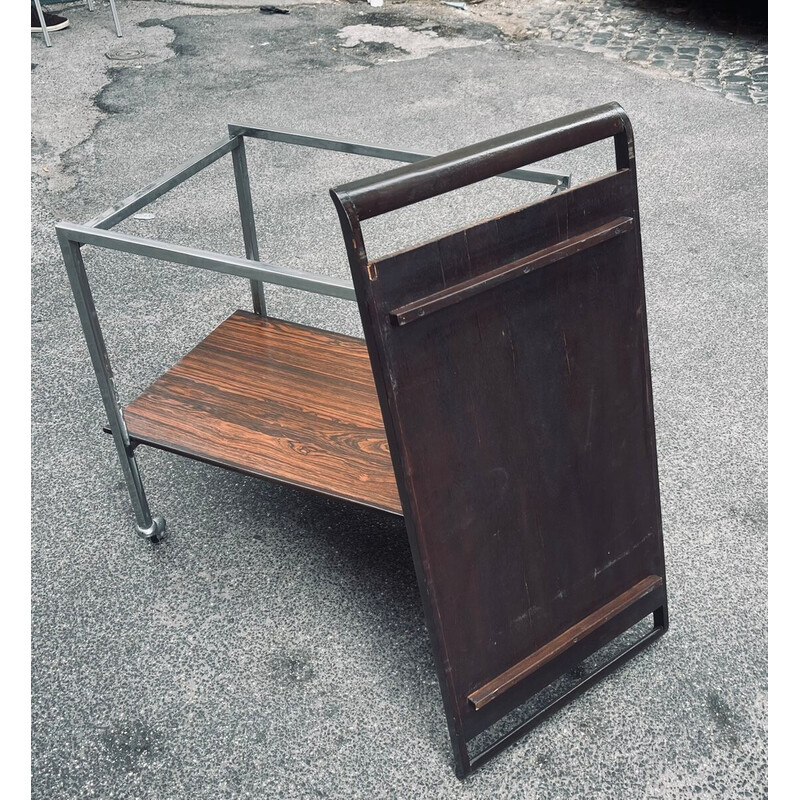 Vintage steel and rosewood trolley, 1970s