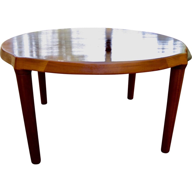 Table basse ronde vintage en teck massif par John Boné pour Mikael Laursen, Danemark 1960