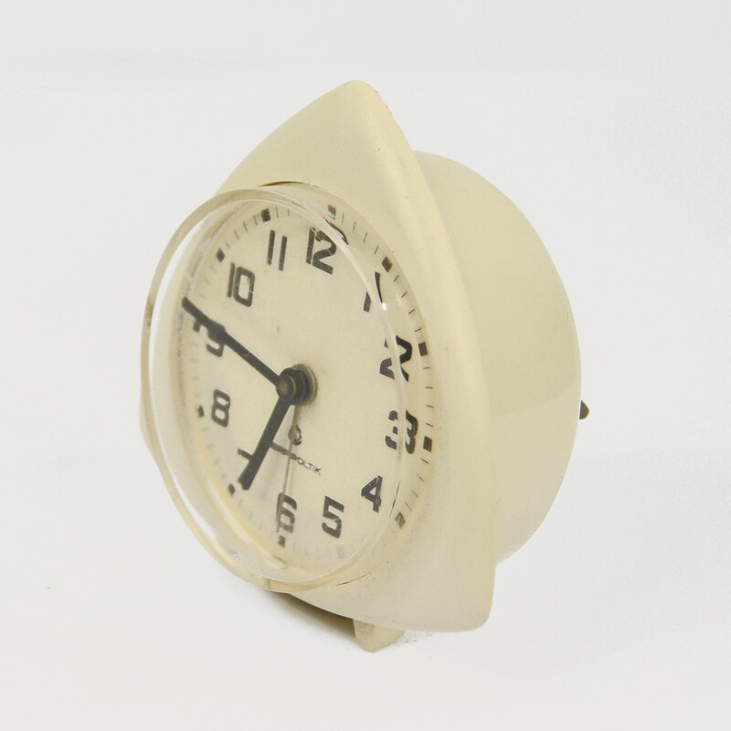 Vintage metal and plastic alarm clock for Mera-Poltik, Poland 1970s