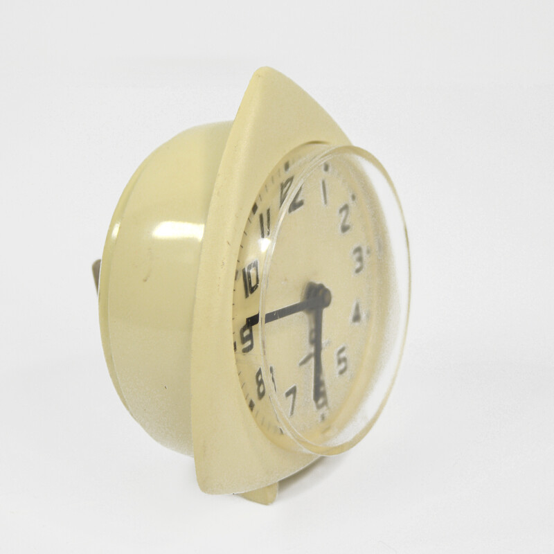 Vintage metal and plastic alarm clock for Mera-Poltik, Poland 1970s
