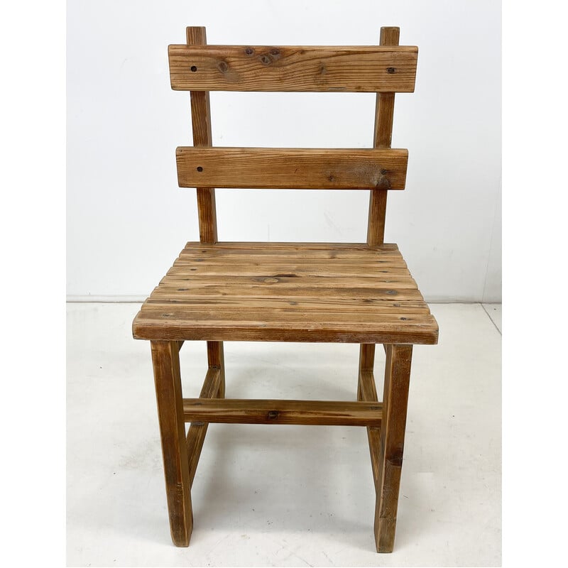 Banc vintage avec 3 chaises en bois