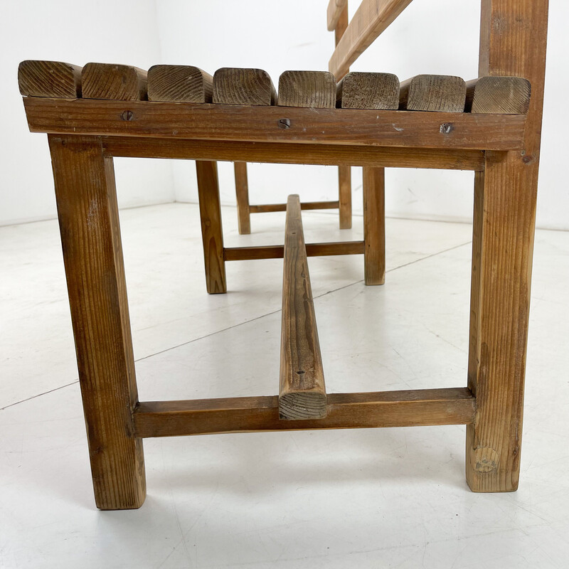 Vintage bench with 3 chairs in wood