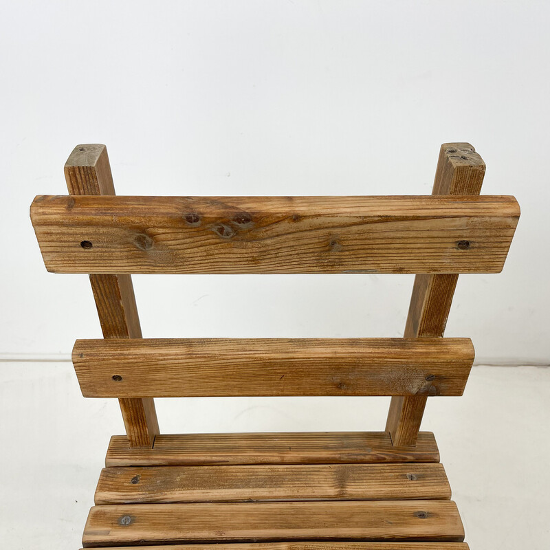 Vintage bench with 3 chairs in wood