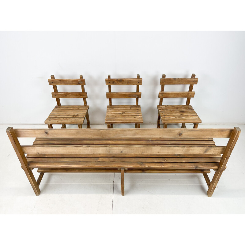 Vintage-Holzbank-Set