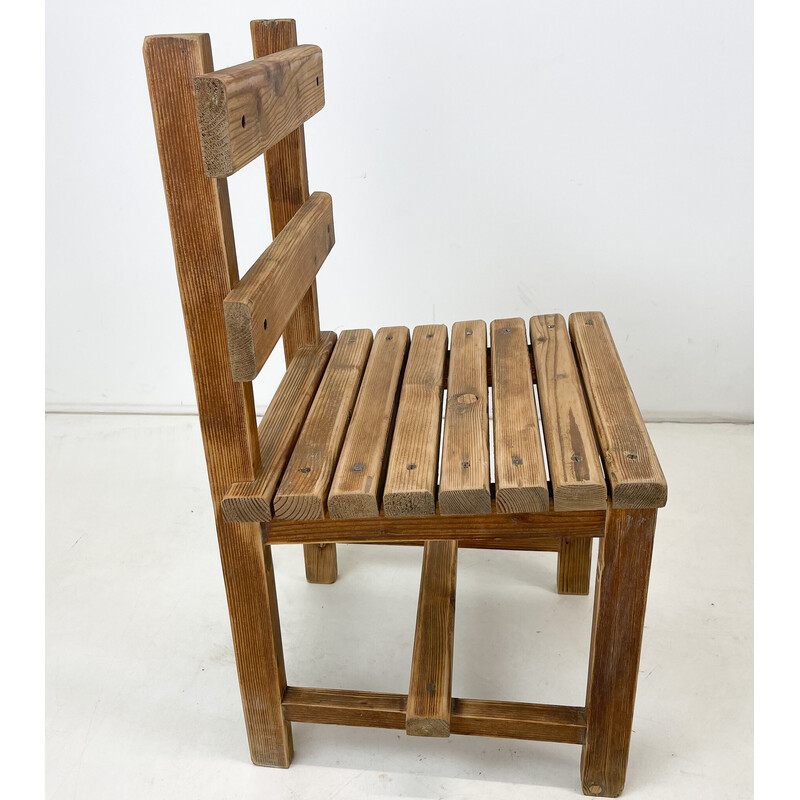 Banc vintage avec 3 chaises en bois