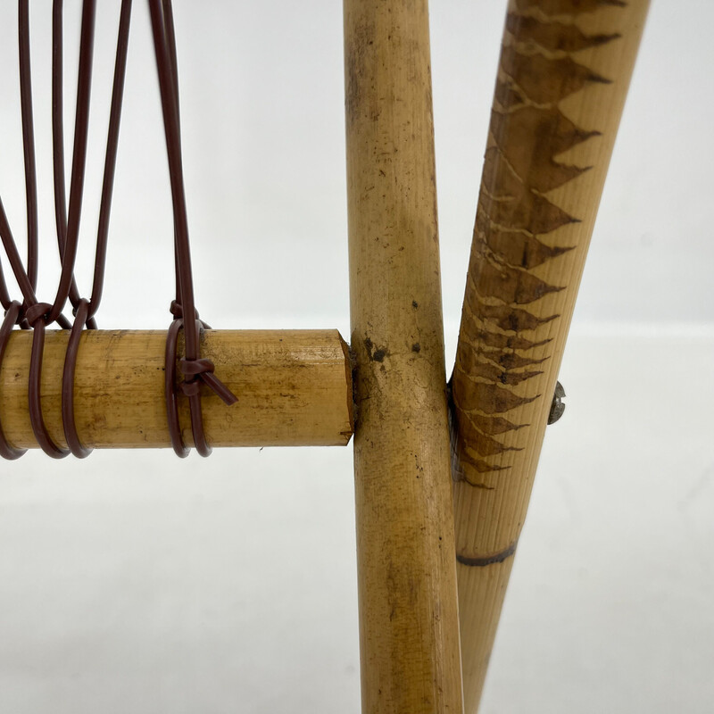 Revistero vintage plegable de bambú y plástico, años 30