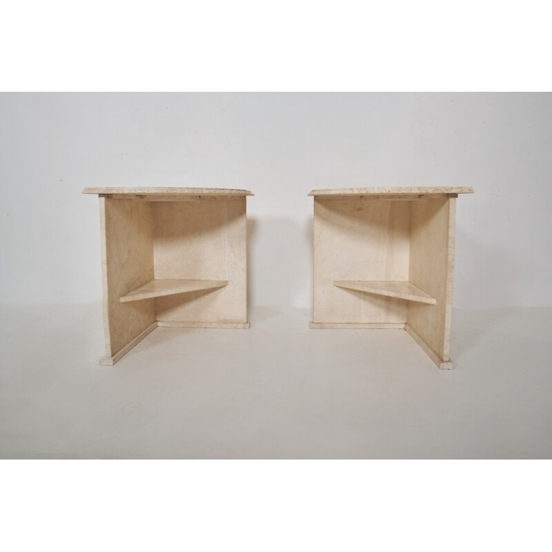 Pair of vintage travertine night stands, 1970s