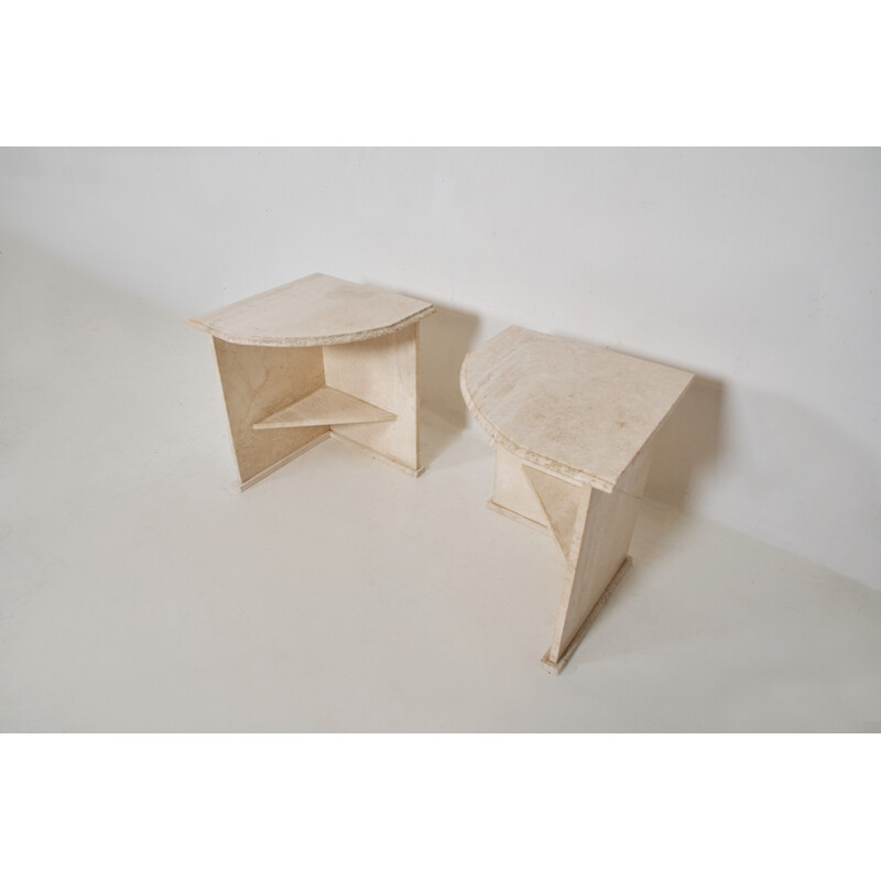 Pair of vintage travertine night stands, 1970s