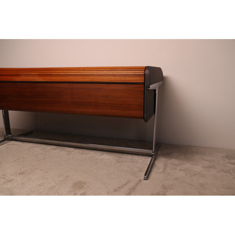 Vintage "Action" desk in walnut and chromed steel by George Nelson for Herman Miller, Usa 1960s