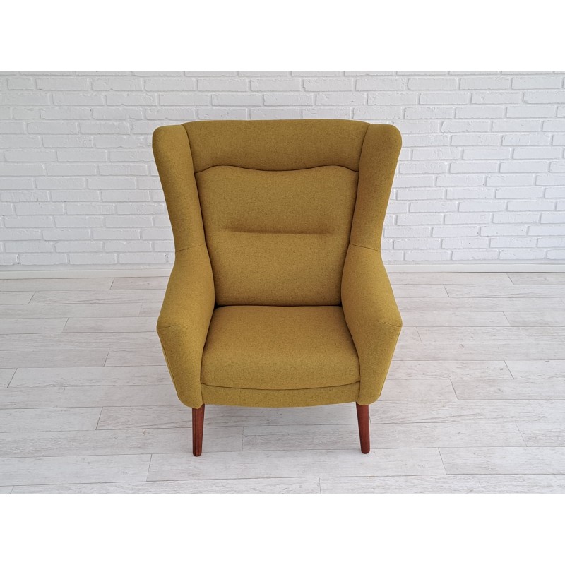 Vintage Scandinavian armchair in teak, oakwood and wool, 1970s