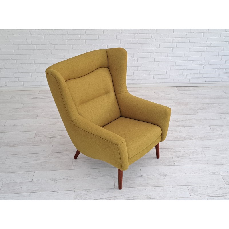 Vintage Scandinavische fauteuil in teak, eikenhout en wol, 1970