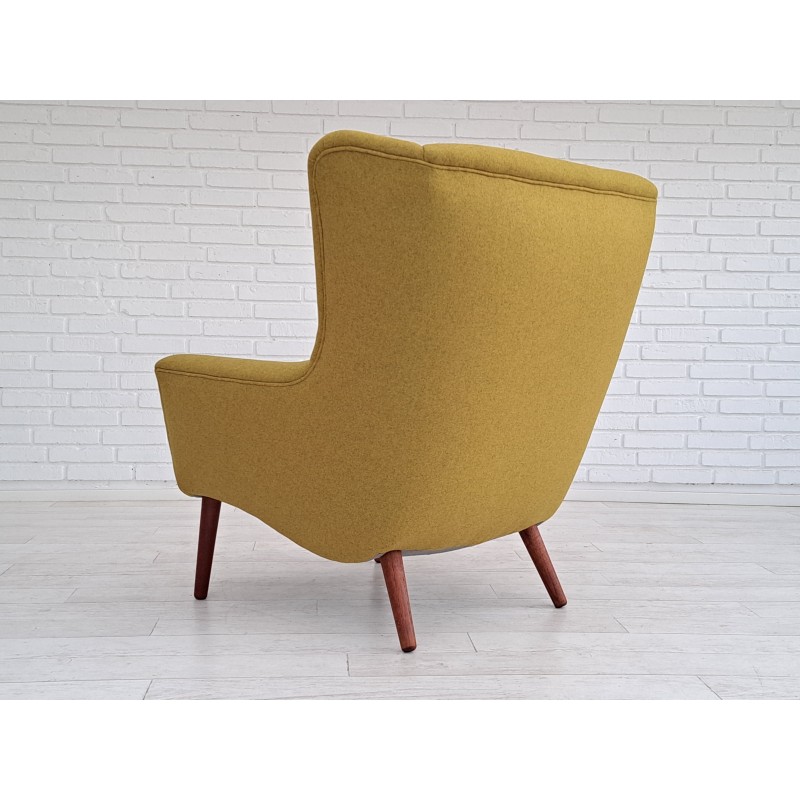 Vintage Scandinavian armchair in teak, oakwood and wool, 1970s