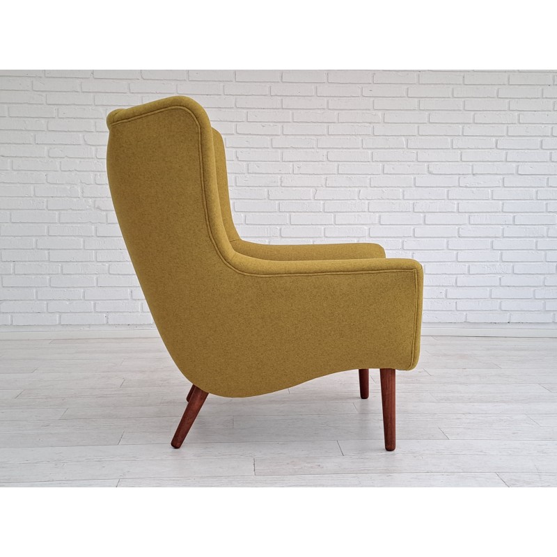 Vintage Scandinavische fauteuil in teak, eikenhout en wol, 1970