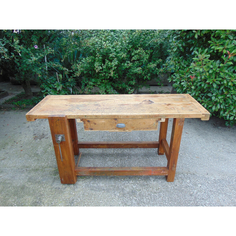 Vintage solid wood carpenter's table, 1940s