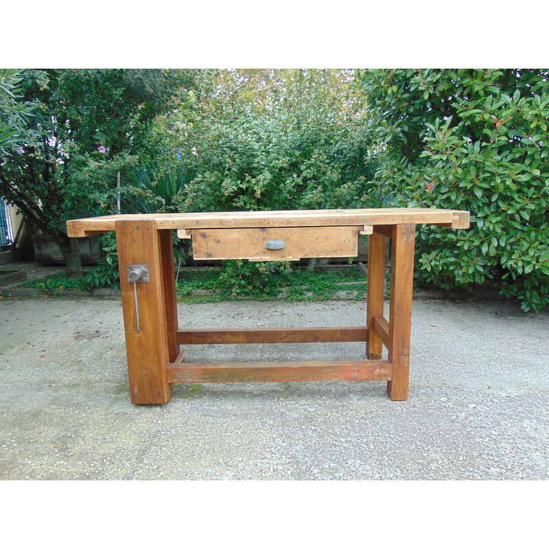 Vintage solid wood carpenter's table, 1940s