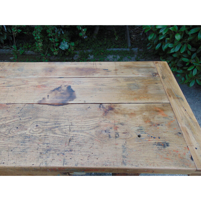 Tavolo da falegname vintage in legno massiccio, anni '40