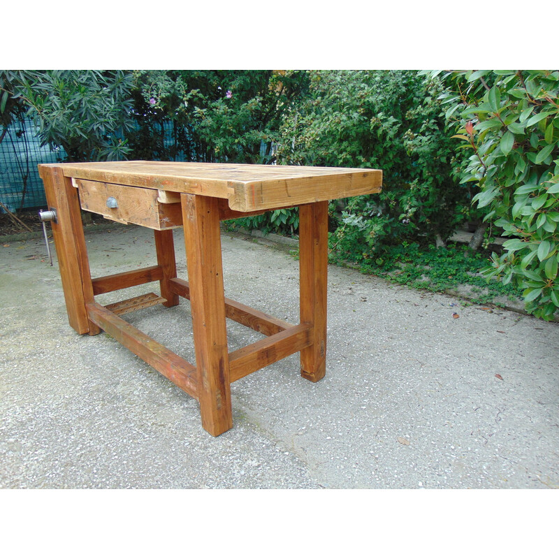 Vintage solid wood carpenter's table, 1940s