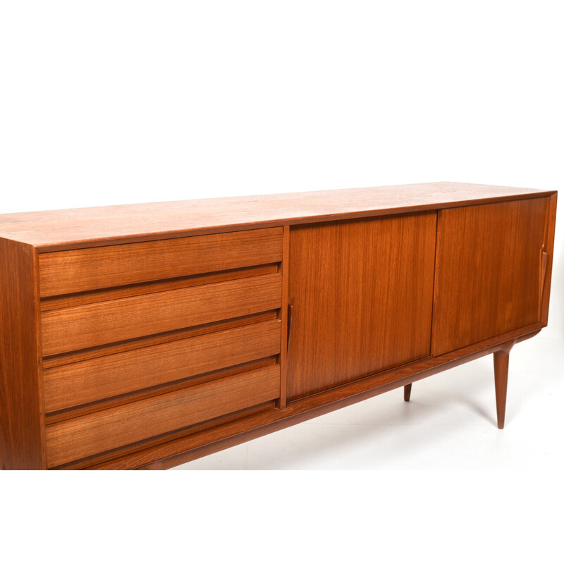 Vintage Danish teak sideboard with two sliding doors by Omann Jun, 1960