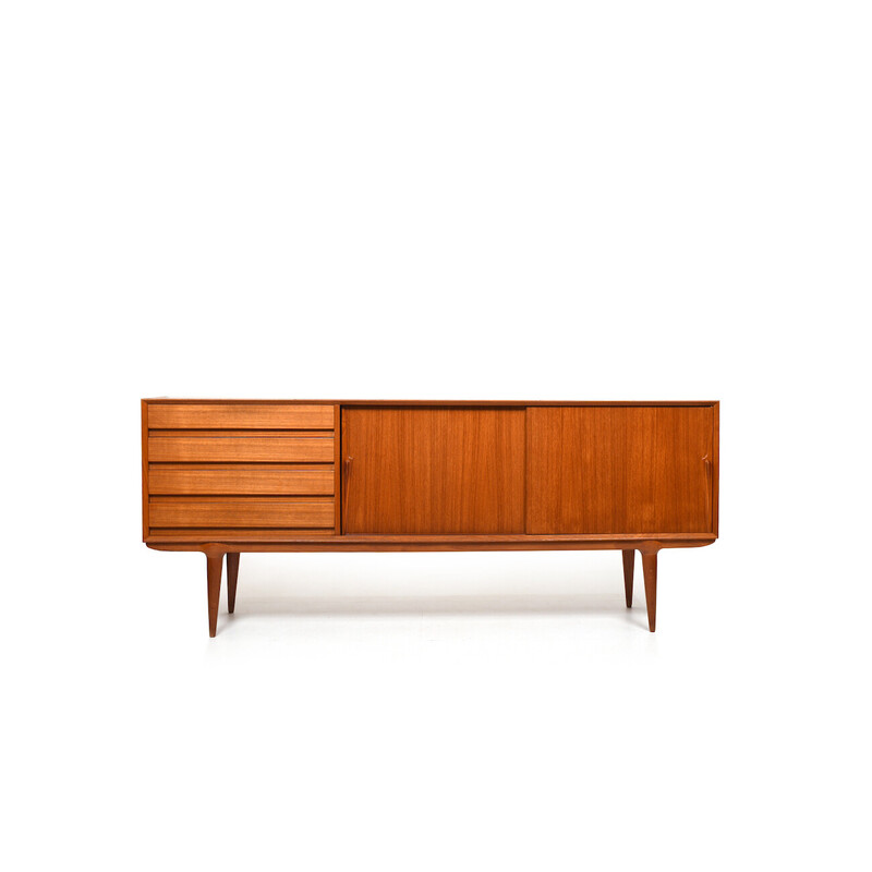 Credenza danese vintage in teak a due ante scorrevoli di Omann Jun, 1960