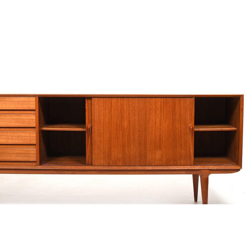 Credenza danese vintage in teak a due ante scorrevoli di Omann Jun, 1960