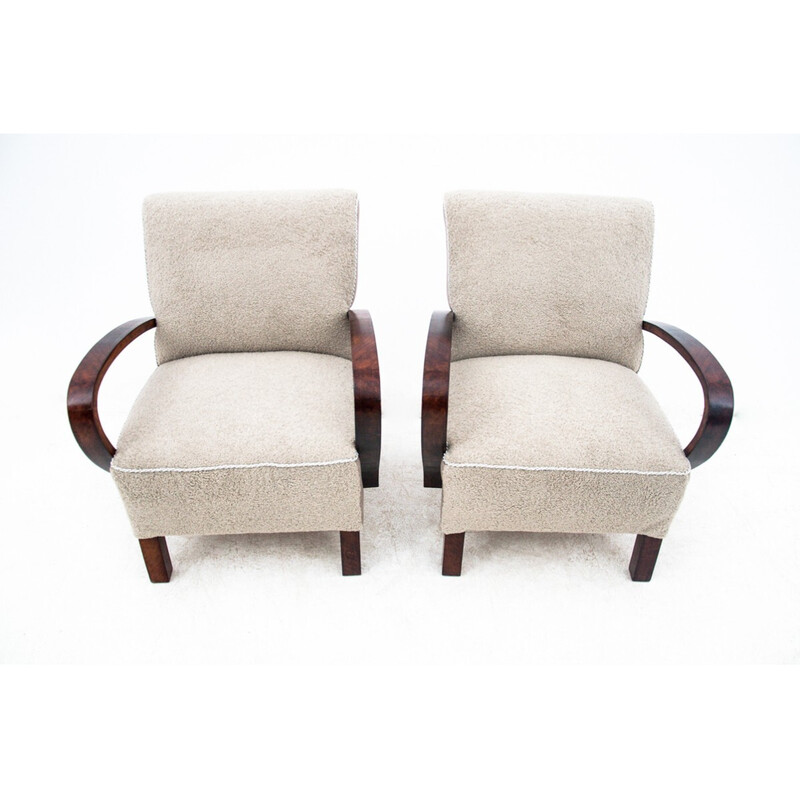 Pair of vintage Art Deco armchairs by Jindrich Halabala, 1930s