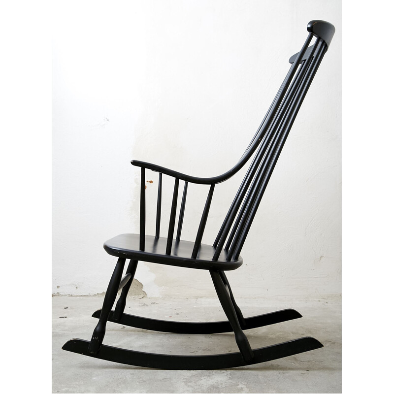 Vintage Grandessa rocking chair by Lena Larssen for Nesto, Sweden 1950s