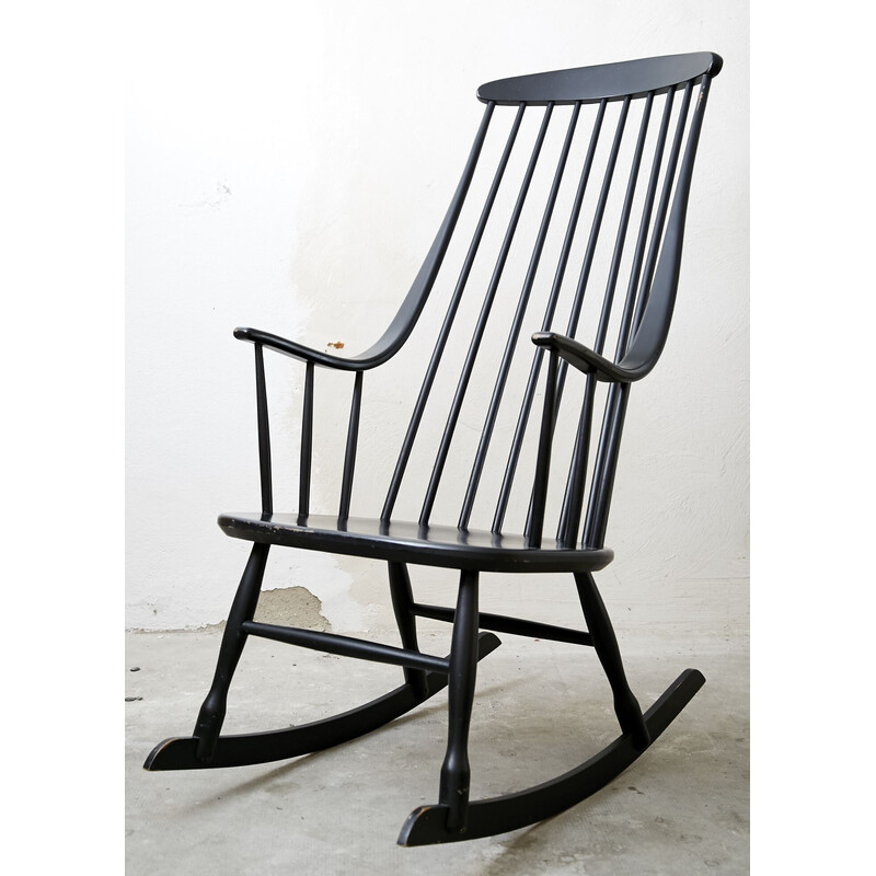 Vintage Grandessa rocking chair by Lena Larssen for Nesto, Sweden 1950s