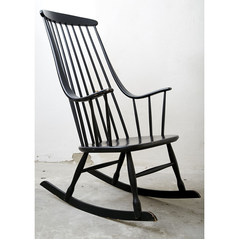 Vintage Grandessa rocking chair by Lena Larssen for Nesto, Sweden 1950s