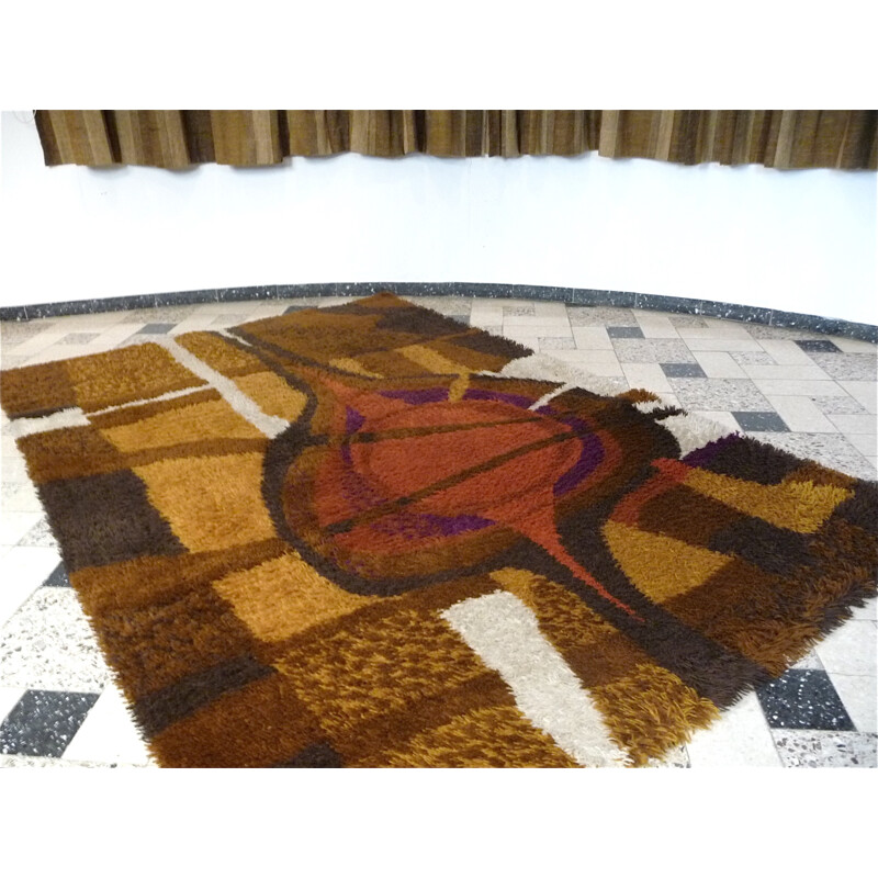 Tapis vintage marron en laine par Ege Rya, Danemark 1960