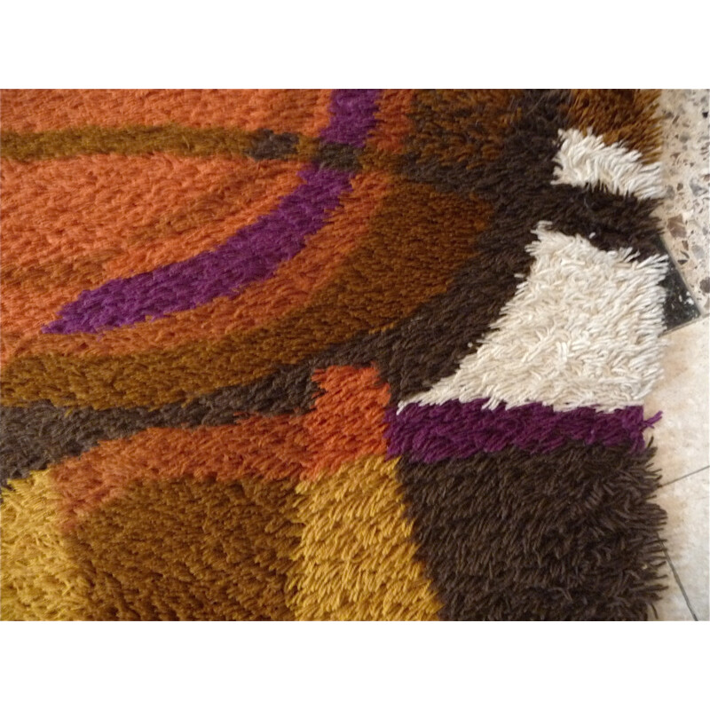 Vintage brown wool rug by Ege Rya, Denmark 1960