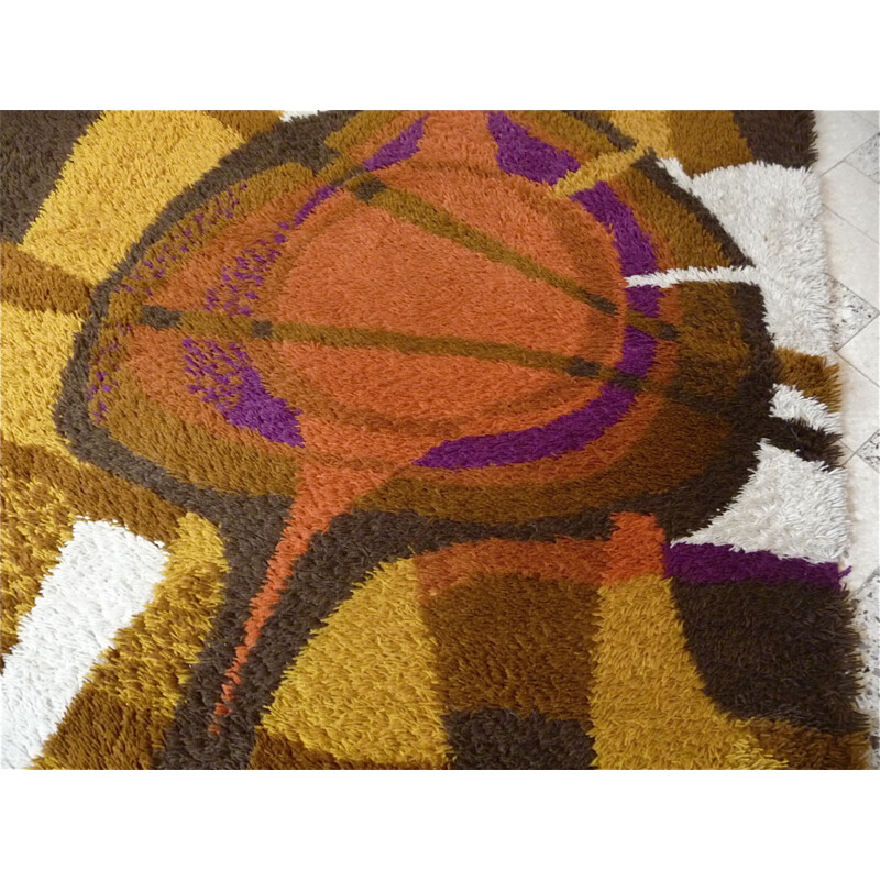 Vintage brown wool rug by Ege Rya, Denmark 1960