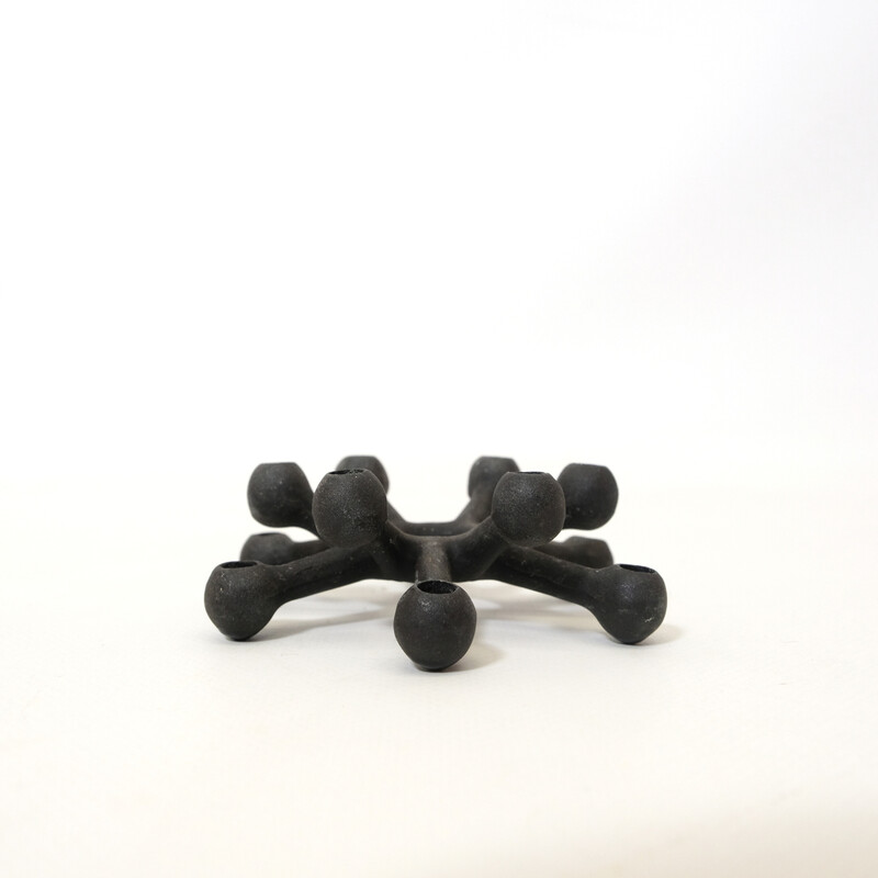 Vintage cast iron candlestick with 12 candles by Jens Quistgaard for Dansk Design, 1960