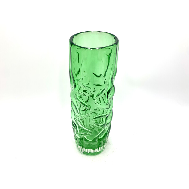 Vintage green vase and bowl de Pavel Hlava, República Checa 1968