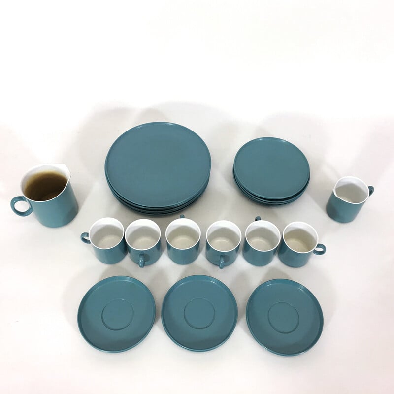 Vintage blauw melamine servies, 1960-1970