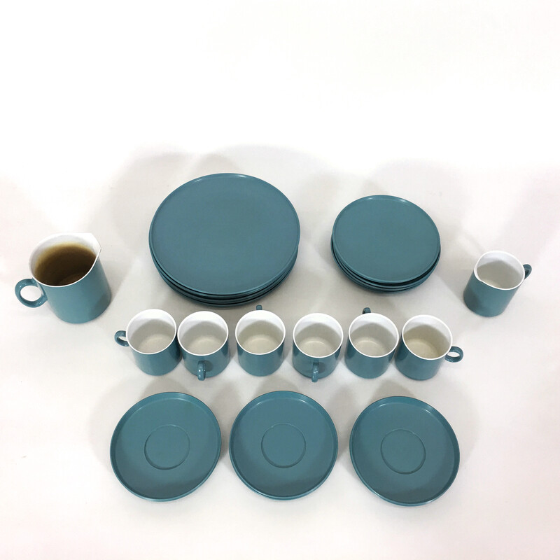 Vintage blue melamine service, 1960-1970