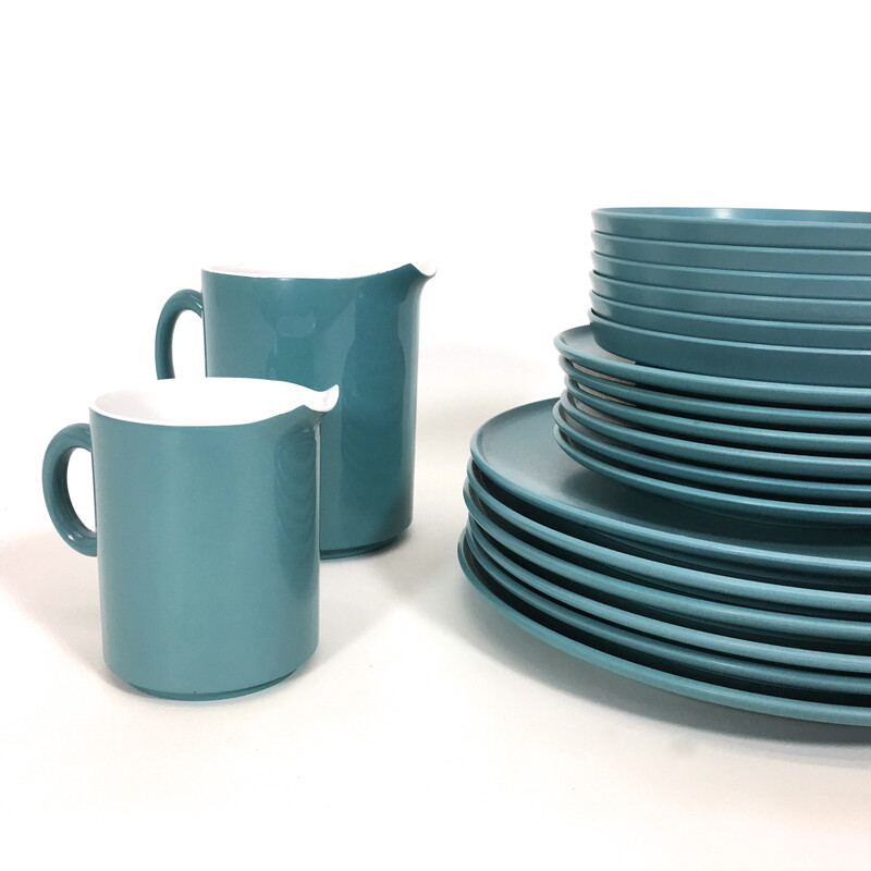 Vintage blauw melamine servies, 1960-1970