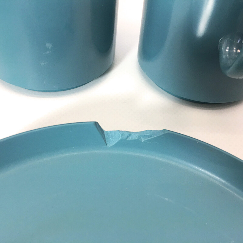 Vintage blauw melamine servies, 1960-1970