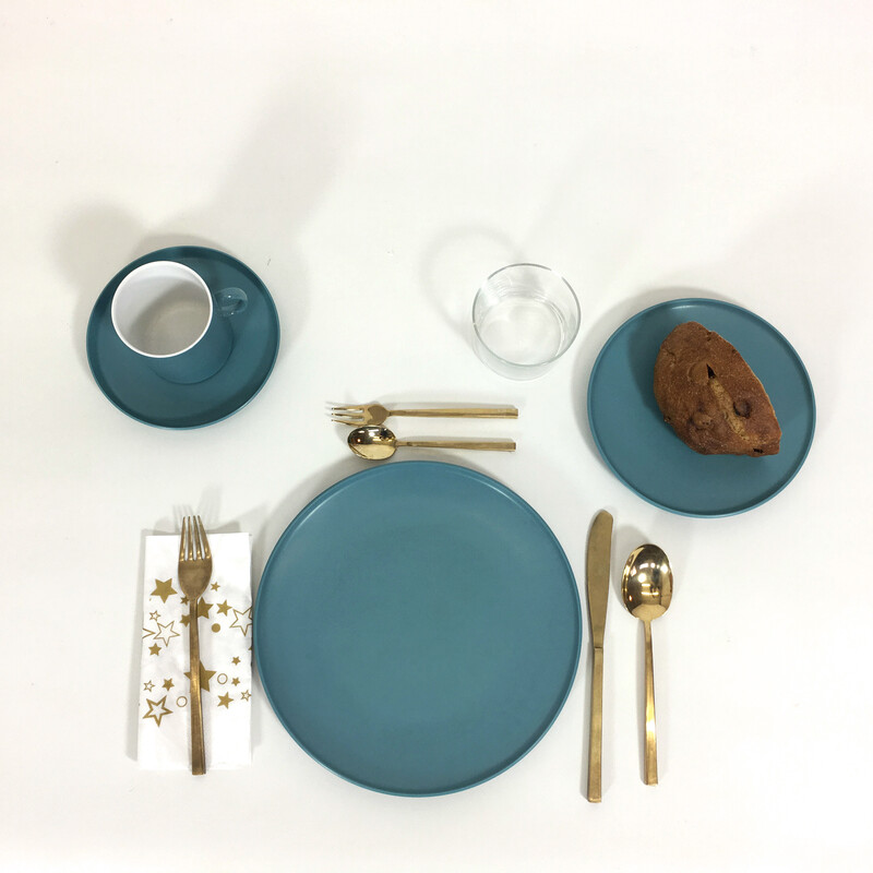 Vintage blue melamine service, 1960-1970