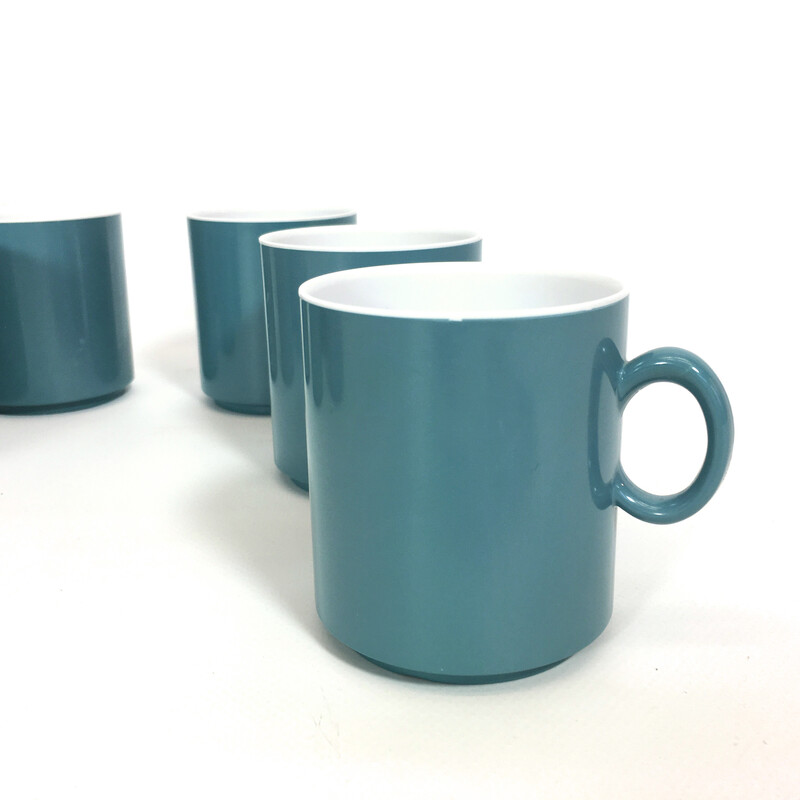 Vintage blauw melamine servies, 1960-1970