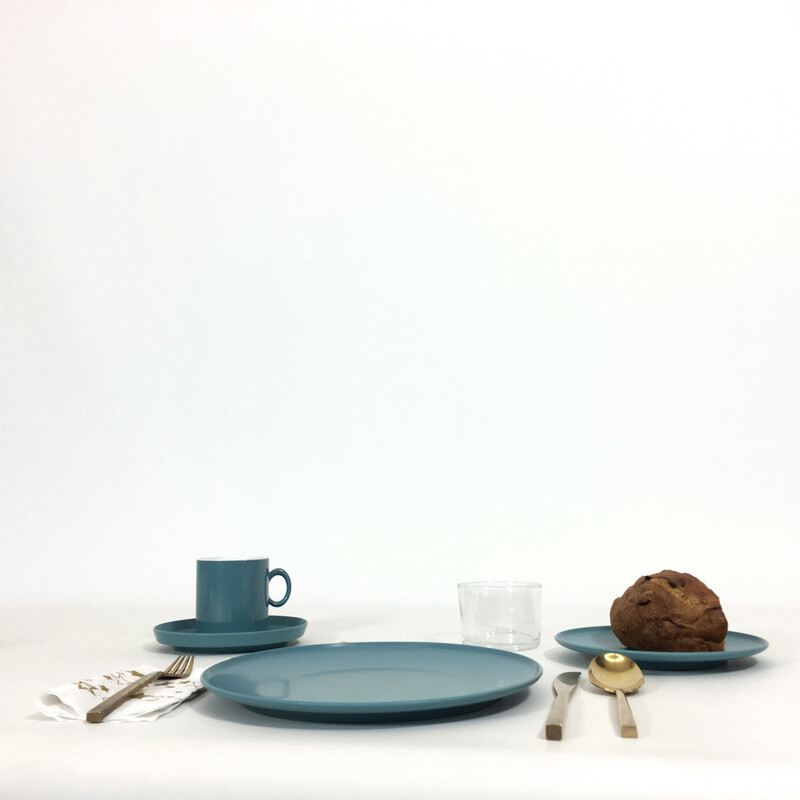 Vintage blue melamine service, 1960-1970