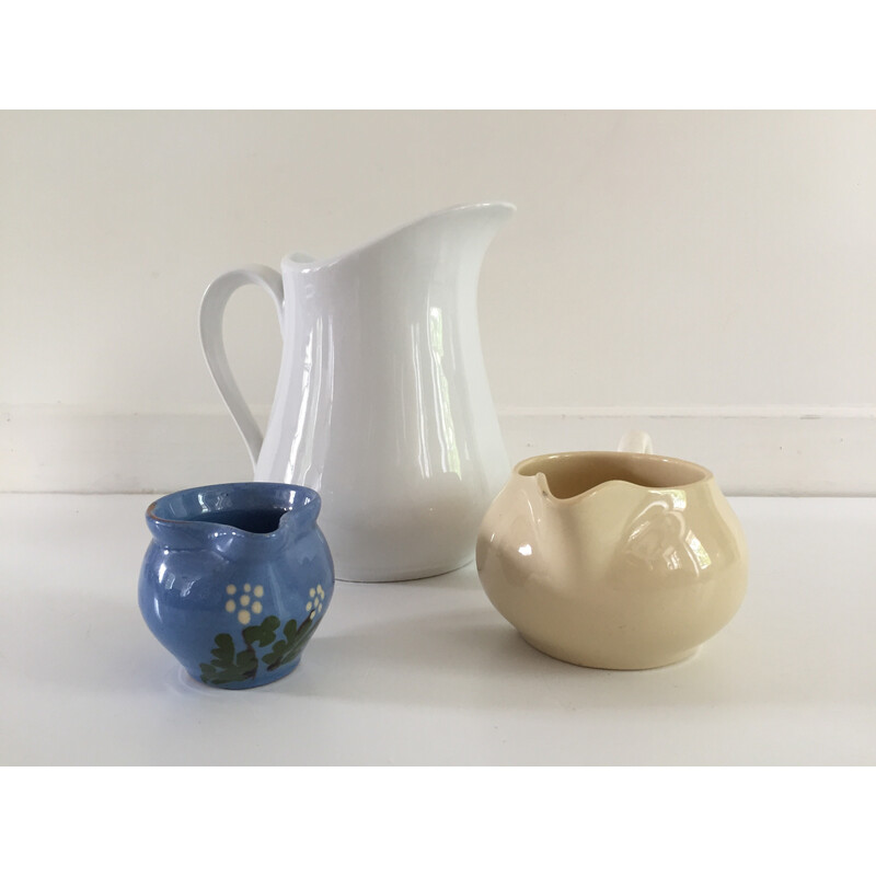 Set of 3 vintage ceramic pitchers