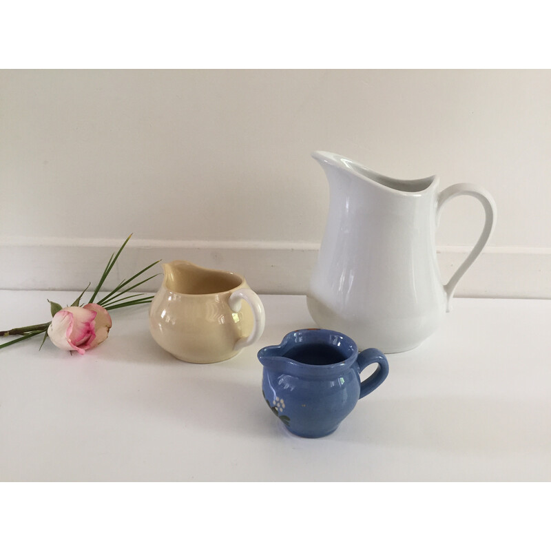 Set of 3 vintage ceramic pitchers