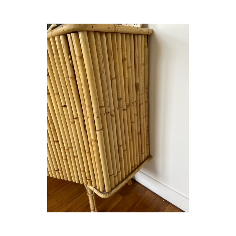 Aparador de bambu Vintage, França 1950-1960