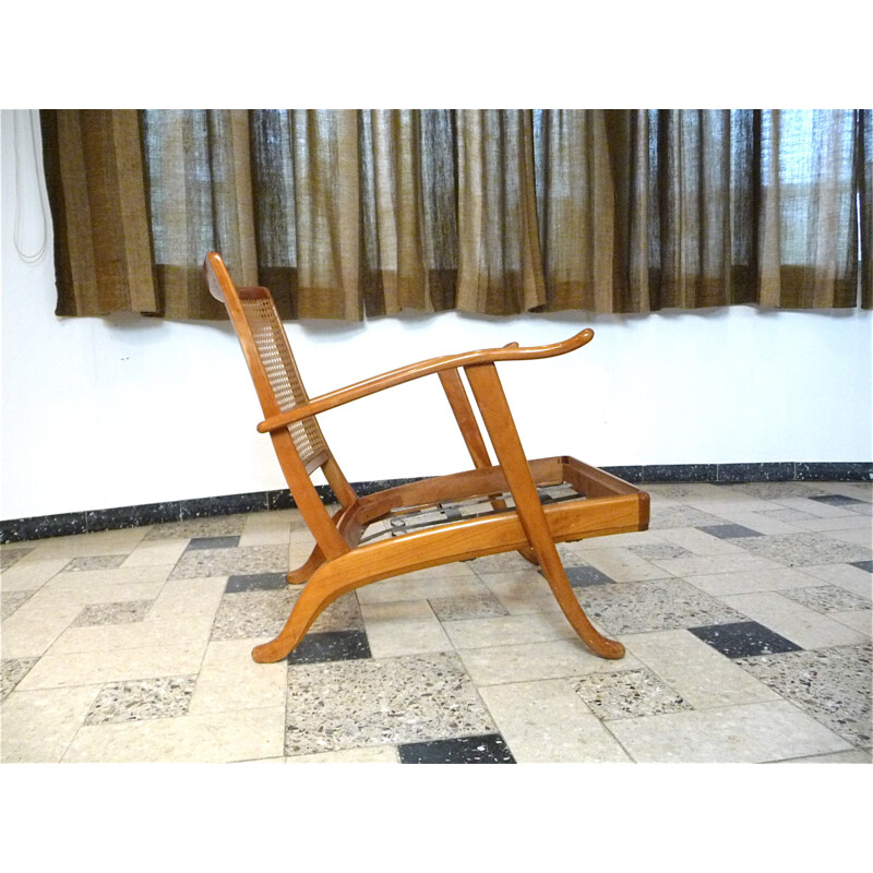 Pareja de sillones de madera y lana beige de Wilhelm Knoll - 1960