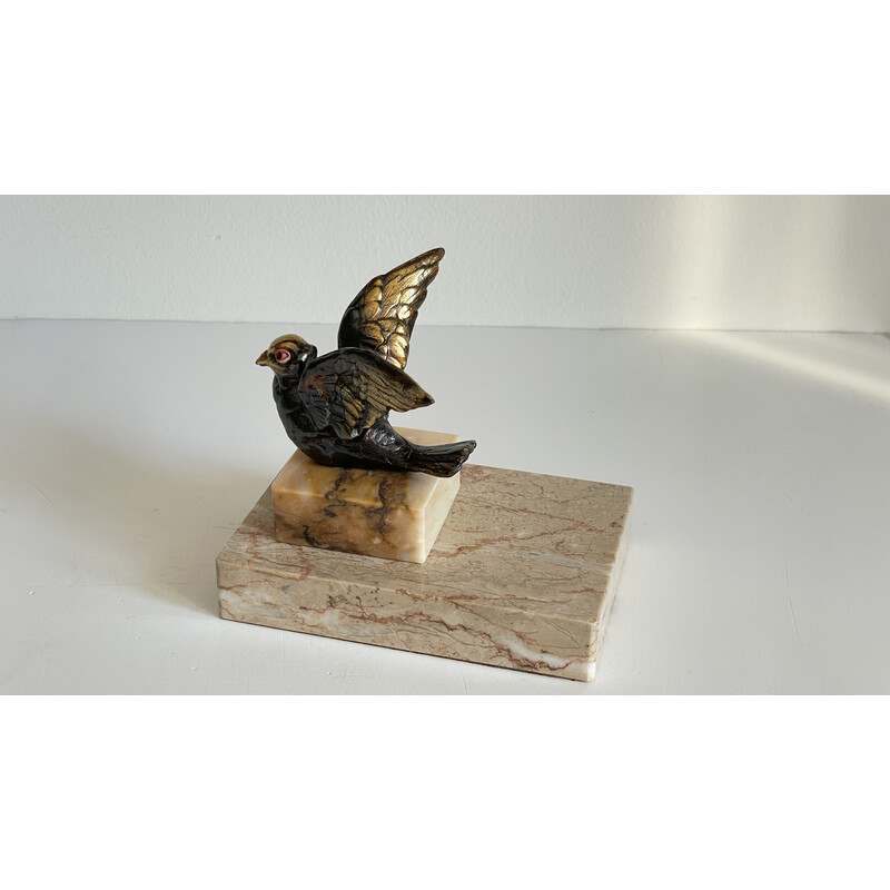 Vintage Art Deco paperweight Bird on marble