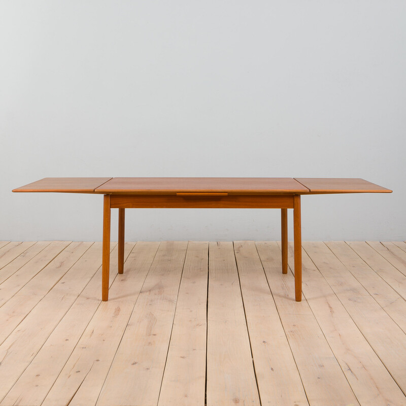 Vintage Danish rectangular extension teak dining table, 1960s