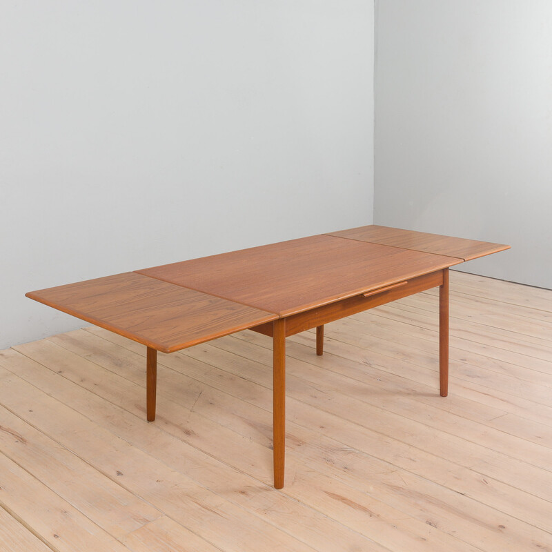 Table danoise rectangulaire vintage à rallonge en teck, 1960