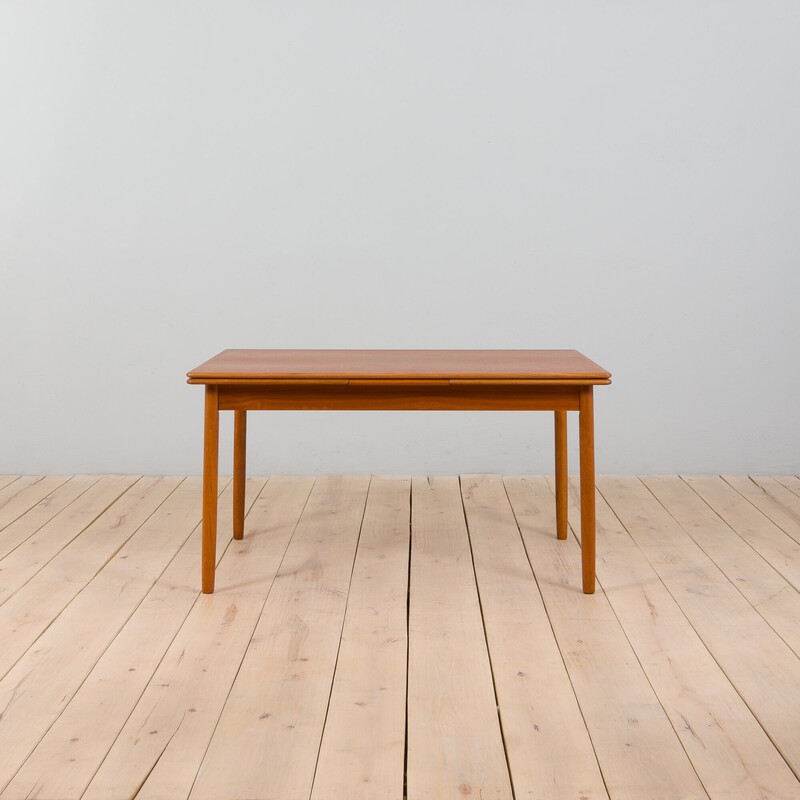 Vintage Danish rectangular extension teak dining table, 1960s