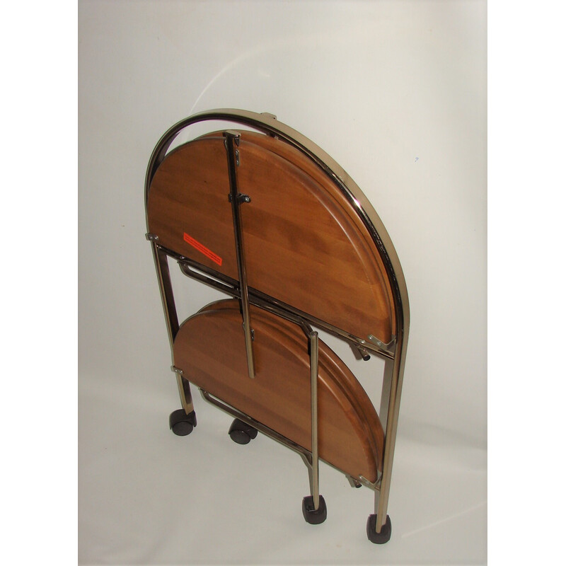 Vintage wood and metal folding trolley, 1970s